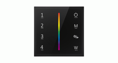 Панель T24 – RGB — B (4 зоны, 2.4G, Sensor, черный корпус)
