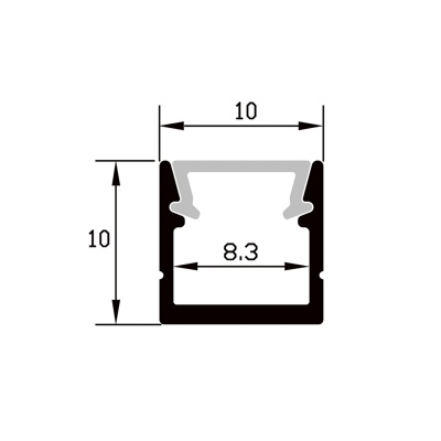 Алюминиевый профиль накладной 10×10 (Комплект, Алюминий, 2 м)