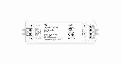 Контроллер V2 - CCT, DIM (12-24DC, 2x5A, 2.4G)