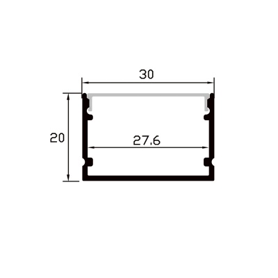Алюминиевый профиль накладной 30×20 (Комплект, Алюминий, 2 м)