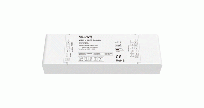 Контроллер V5-L - RGB+CCT, RGB+W, RGB, CCT, DIM (12-24DC, 5x6A, 2.4G, WiFi, Tuya)