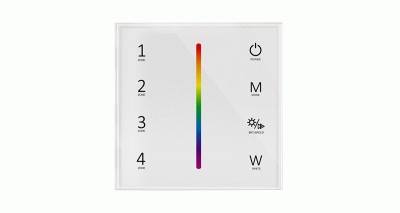 Панель T24 – RGB - W (4 зоны, 2.4G, Sensor, ,белый корпус)
