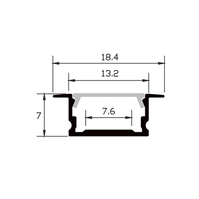 Алюминиевый профиль встраиваемый 19×7 (Комплект, Алюминий, 2 м)