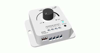 Диммер V1-KS-DIM (12-48DC, 6-8A, Rotary knob + RF 2.4G) Диммер V1-KS-DIM (12-48DC, 6-8A, Rotary knob + RF 2.4G)