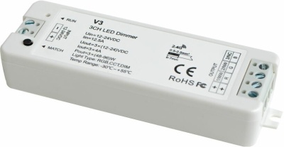 Контроллер V3 - RGB, CCT, DIM (12-24DC, 3x3A, 2.4G)